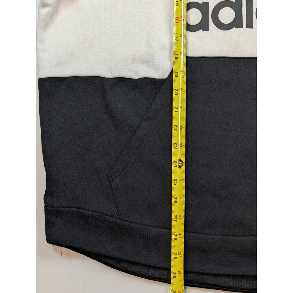 Adidas Mens‎ Colorblock Pullover Hoodie Black White Logo Fleece XL FN6373